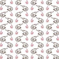 Seafood red brown repeating trendy pattern beautiful vector illustration background