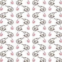 Seafood red brown repeating trendy pattern beautiful vector illustration background