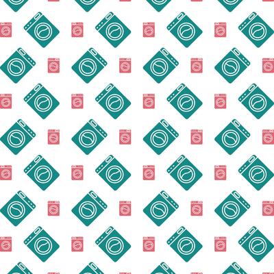 Washing machine icon repeated stylish trendy pattern beautiful vector illustration background