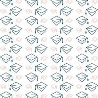 Graduate cap trendy repeating fashion pattern vector illustration background