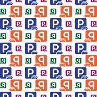 Parking sign multicolor repeating trendy pattern stylist vector illustration background