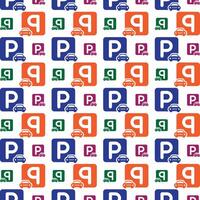 Parking sign multicolor repeating trendy pattern stylist vector illustration background