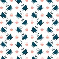 Cup of coffee trendy repeating fashion pattern vector illustration background