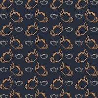 Teapot multicolor repeating trendy pattern in dark background vector illustration