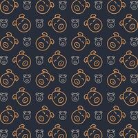 Pork multicolor repeating trendy pattern in dark background vector illustration