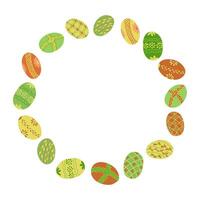 Easter flat colored wreath with Easter eggs. vector