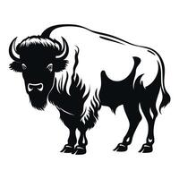 Bison black Silhouette vector, white background. vector