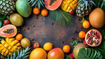 AI generated Assorted Fruits Arranged in a Circle photo