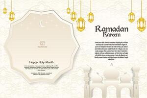 Elegant glamour background and poster Ramadan Kareem with gradient style and realistic icon vector