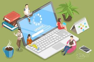 3D Isometric Flat Vector Conceptual Illustration of Software Update.