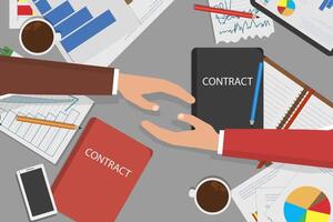 3D Isometric Flat Vector Conceptual Illustration of Contract Signing.