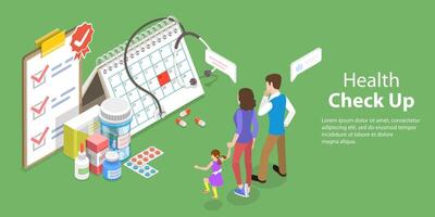 3D Isometric Flat Vector Conceptual Illustration of Health Checkup.