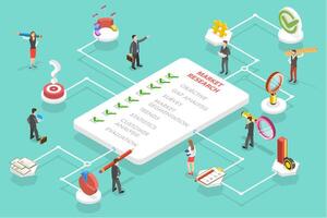 3D Isometric Flat Vector Conceptual Illustration of Market Research Strategy