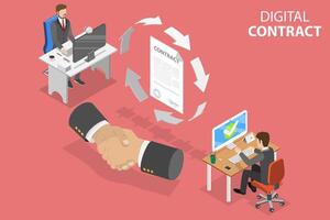 3D Isometric Flat Vector Conceptual Illustration of Smart Contract.