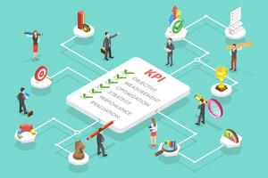 3D Isometric Flat Vector Conceptual Illustration of KPI - Key Performance Indicator