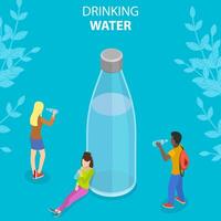 3D Isometric Flat Vector Conceptual Illustration of Drinking Water