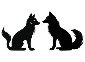 Fox black Silhouette vector, white background. vector