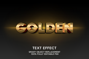 golden text effect template psd