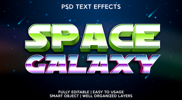espaço galáxia texto efeito modelo psd