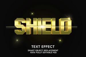 shield text effect template psd