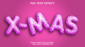 x mas text effect template psd