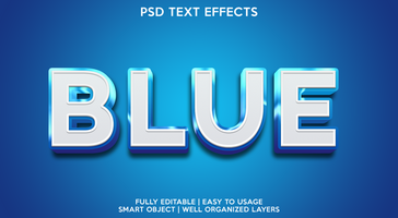 blue text effect template psd