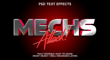 mechs attack text effect template psd