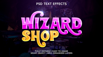 wizard shop text effect template psd