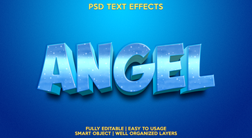 angel text effect template psd