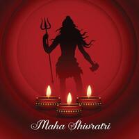 indian festival maha shivratri celebration background with glowing diya vector