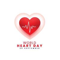 29th sept world heart day pulse background in papercut style vector