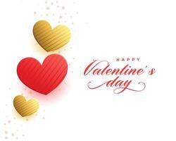 red and golden valentines day hearts background vector