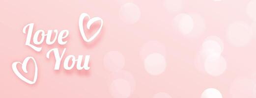 love you message pink bokeh banner design vector