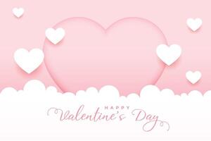 valentines day background with flying hearts in soft pink backdrop vector