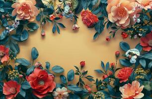 AI generated Bunch of Flowers on Wall photo
