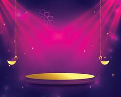 3d podium platform design on bright background for diwali festival vector