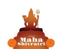 hindu festival maha shivratri wishes card with floral decor vector