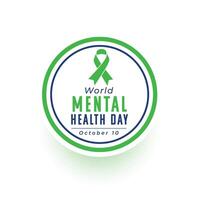 happy world mental heath concept poster with green ribbon design vector