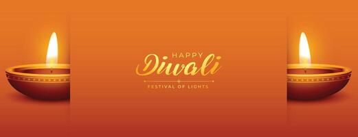 happy diwali festival of lights vector design with oil lamp vector