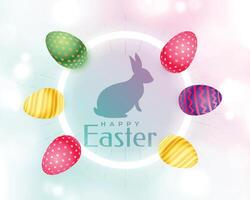 lovely colorful eggs happy easter background vector