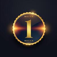 golden number one winning symbol with shiny light effect vector