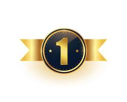 modern and golden number 1 or one victory label design vector