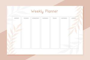 weekly organizer timetable template plan weekdays vector