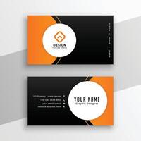 moderno naranja y negro negocio tarjeta diseño vector
