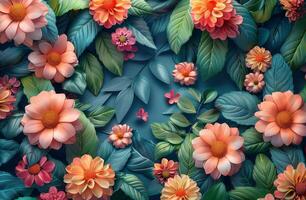 AI generated Flowers Adorning Wall photo