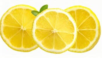 AI generated Slices of fresh lemon as background, top view photo