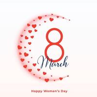 8vo marzo De las mujeres día corazones saludo vector