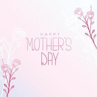 line flower style happy mother's day greeting design vector