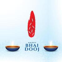 indian festive bhai dooj event background with oil diya and tilak design vector