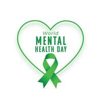 international mental health day heart background with ribbon design vector